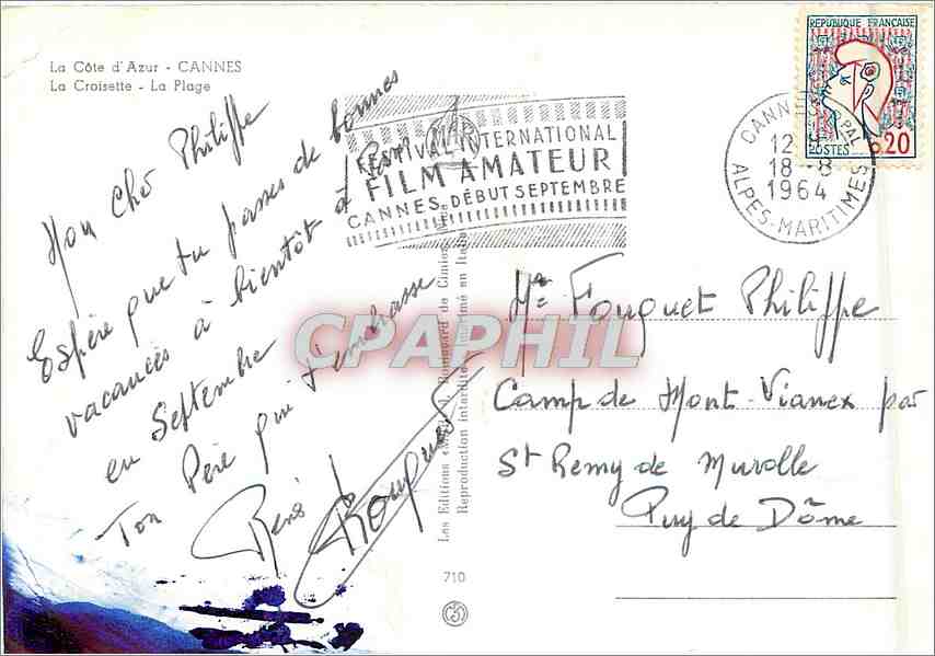 CPM La Cote d'Azur Cannes La Croisette La Plage  — Rückseite