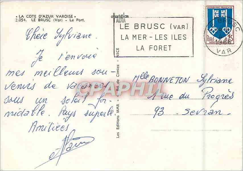 CPM La Cote d'Azur Varoise Le Brusc Var Le Port  — Rückseite