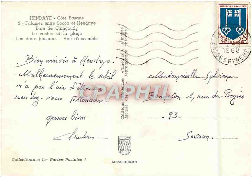 Côte Basque — Hendaye — Théaojas — Verso