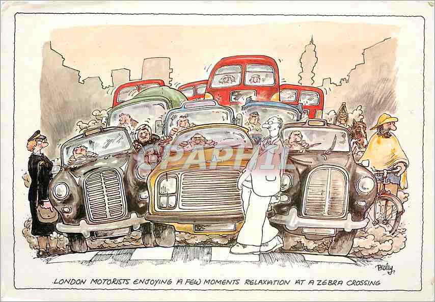 CPM London Motorists Enjoying a few moments Relaxation at a Zebra Crossing 