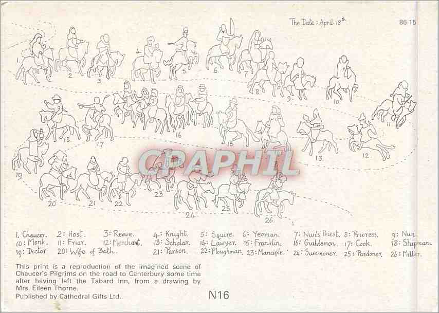 CPM Chaucers Pilgrims  — Verso