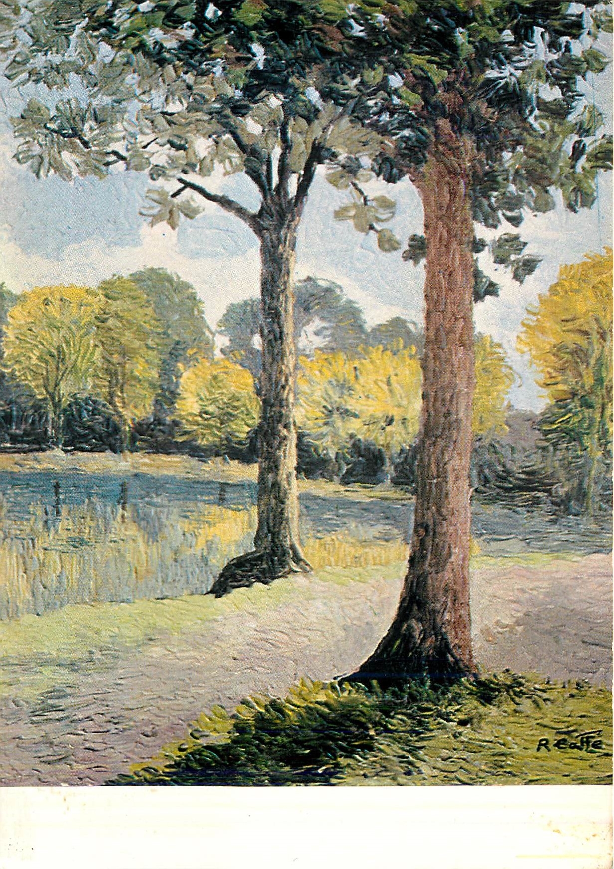 CPM Peinture de Roger Colle Etang au mois d'Aout 