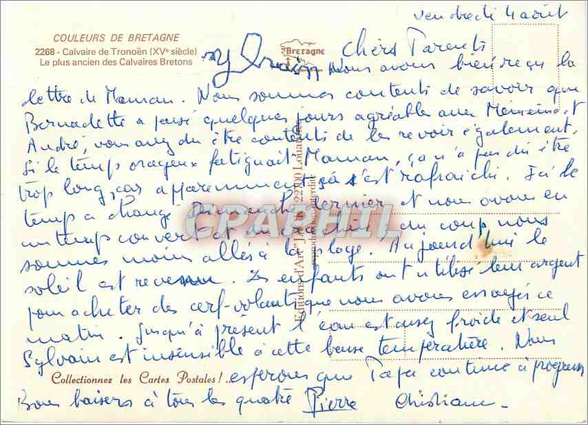 CPM Calvaire de Tronoen Le plus ancien des Calvaires Bretons  — Back