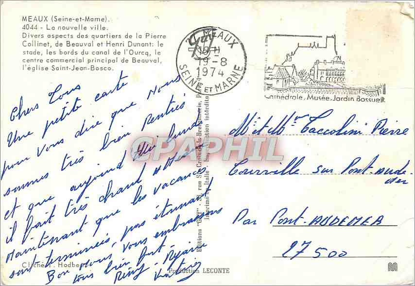 CPM Beauval Pierre Collinet  — Back
