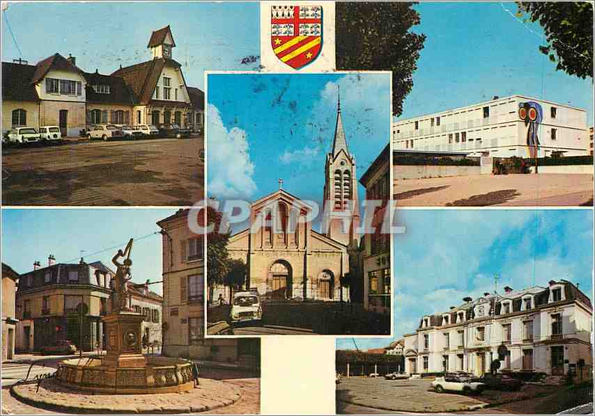 CPM Saint Leu La Foret La Gare Le C E S L'Eglise Place de la Forge L'Hotel de Ville 