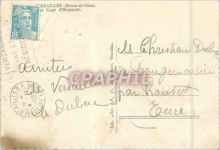 CPM Versailles Seine et Oise Cour d'Honneur  — Verso