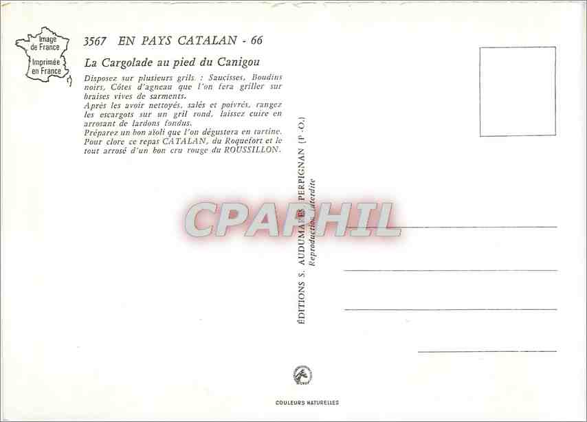 CPM En Pays Catalan La Cargolade au pied du Canigou  — Rückseite