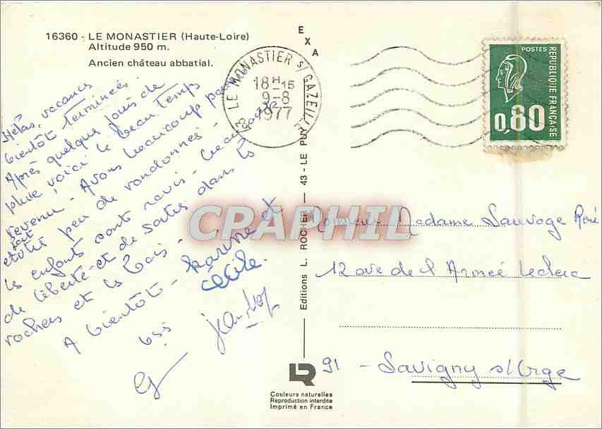 CPM Le Monastier Haute Loire Ancien Chateau Abbatial  — Rückseite