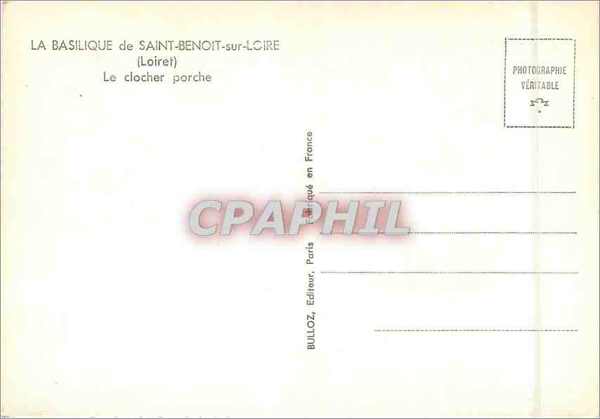 CPM La Basilique de Saint Benoit sur Loire Le clocher porche  — Rückseite