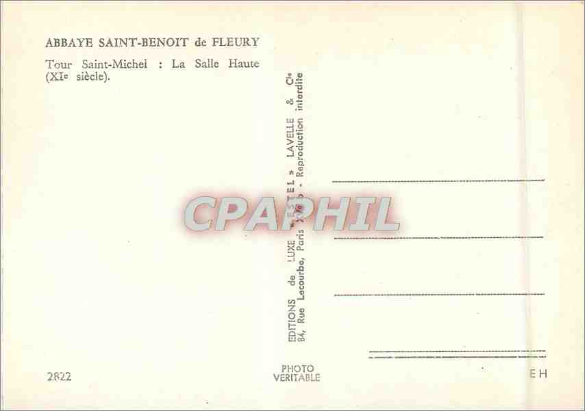CPM Abbaye Saint Benoit de Fleury Tour Saint Michel La Salle Haute  — Rückseite