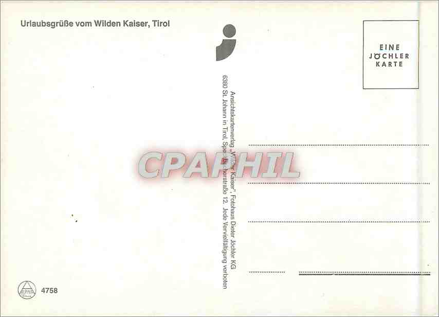 CPM Urlaubsgrusse vom Wilden Kaiser Tirol  — Rückseite
