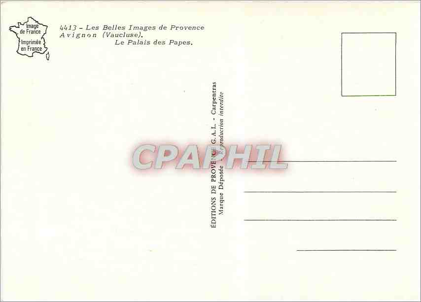 Le Palais des Papes — Avignon (Vaucluse) — Éditions de Provence G.A.L. — Rückseite