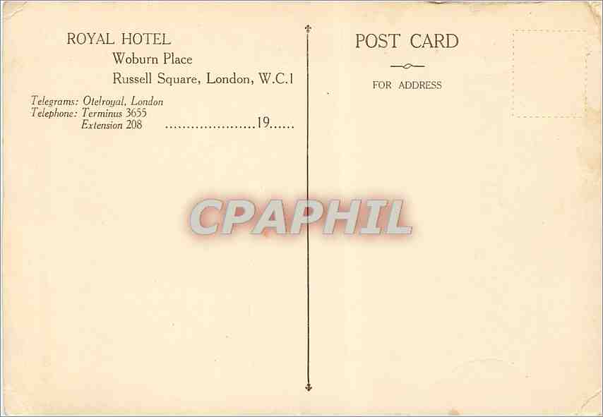 CPM Royal Hotel Woburn Place Russell Square London  — Rückseite