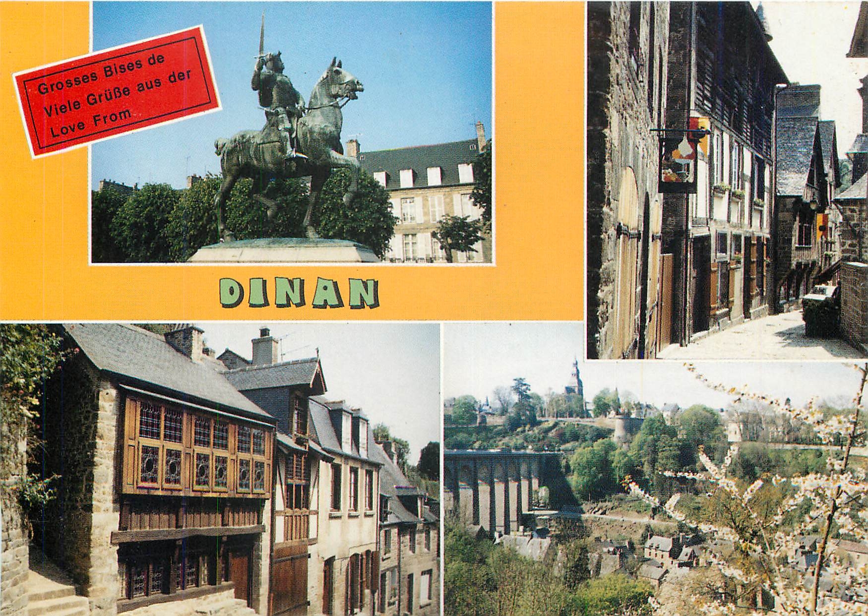 Dinan — vue de la statue équestre et des ruelles — Éditions Dubray, n° C 788/22