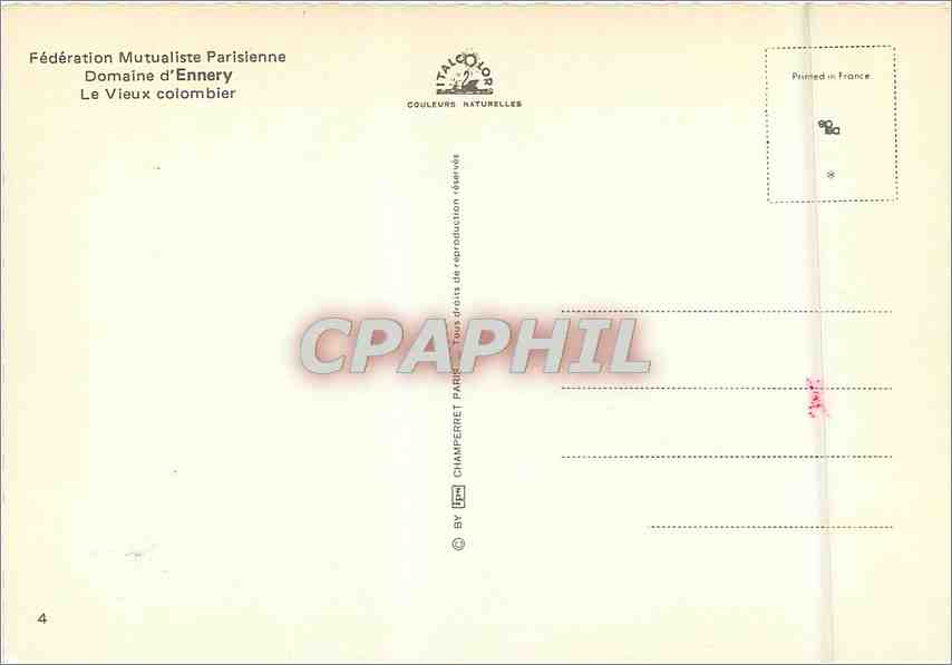 CPM Federation Mutualiste Parisienne Domaine d'Ennery Le Vieux Colombier  — Rückseite