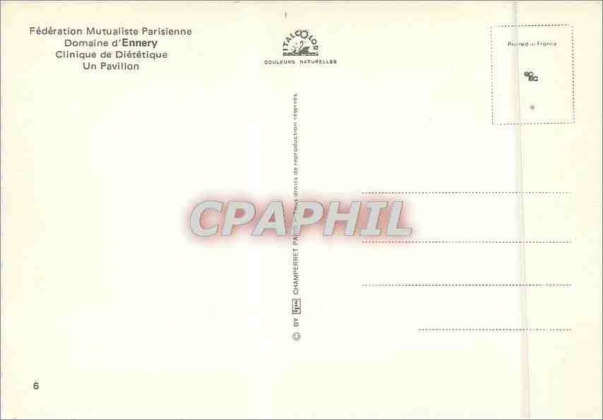 CPM Federation Mutualiste Parisienne Domaine d'Ennery Clinique de Dieretique Un Pavillon  — Rückseite