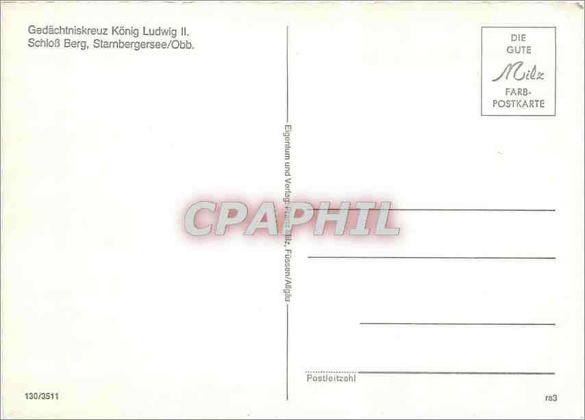 CPM Gedachtniskreuz Konig Ludwig II Schloss Berg  — Rückseite