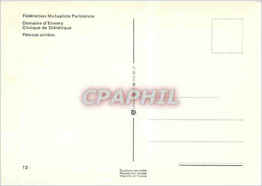 CPM Federation Mutualiste Parisienne Domaine d'Ennery Clinique de Dieretique Pelouse arriere  — Rückseite