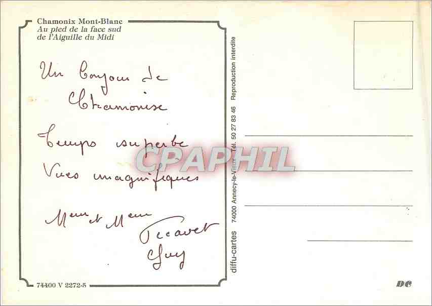 CPM Chamonix Mont Blanc  — Verso