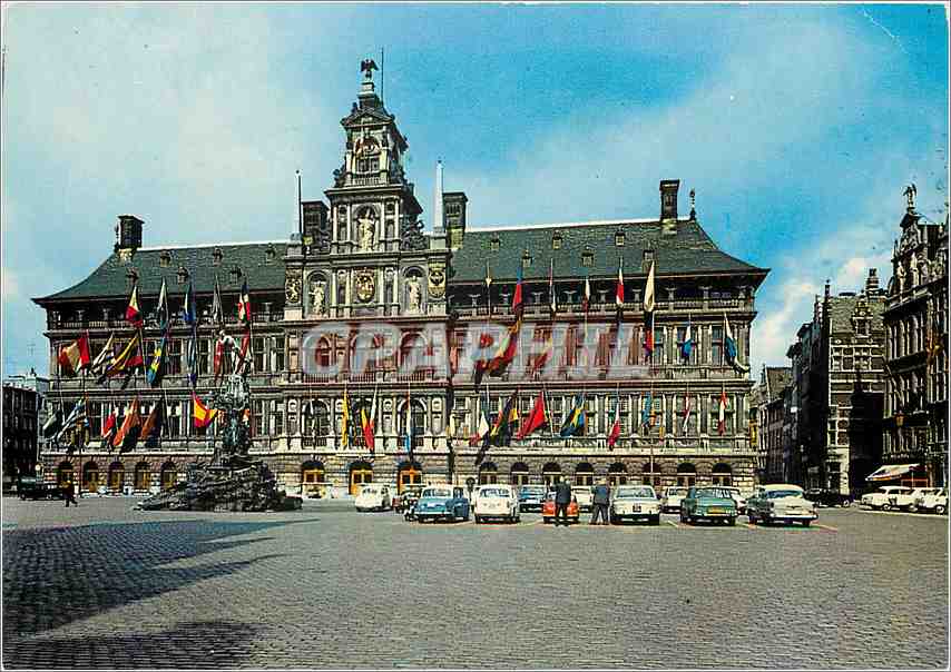 CPM Antwerpen Grote Markt Stadhuis en Brabofontein Grand Place Hotel de Ville et le Brabo 