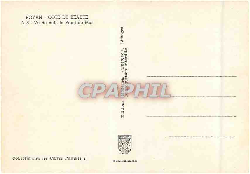 CPM Royan Cote de Beaute Vu de nuit le Front de Mer  — Rückseite