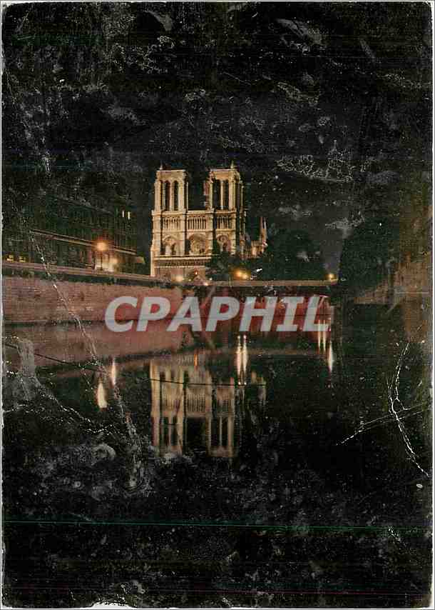 CPM Paris Notre Dame illuminee vue de la Seine 