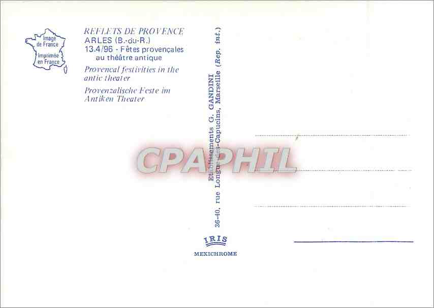 CPM Arles B du R Fetes provencales au theatre antique  — Rückseite