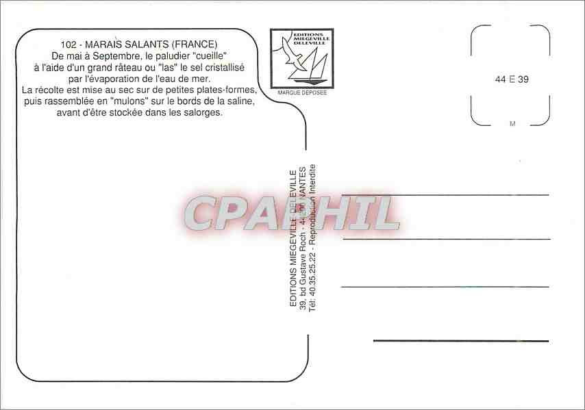 CPM La Recolte du Sel  — Back