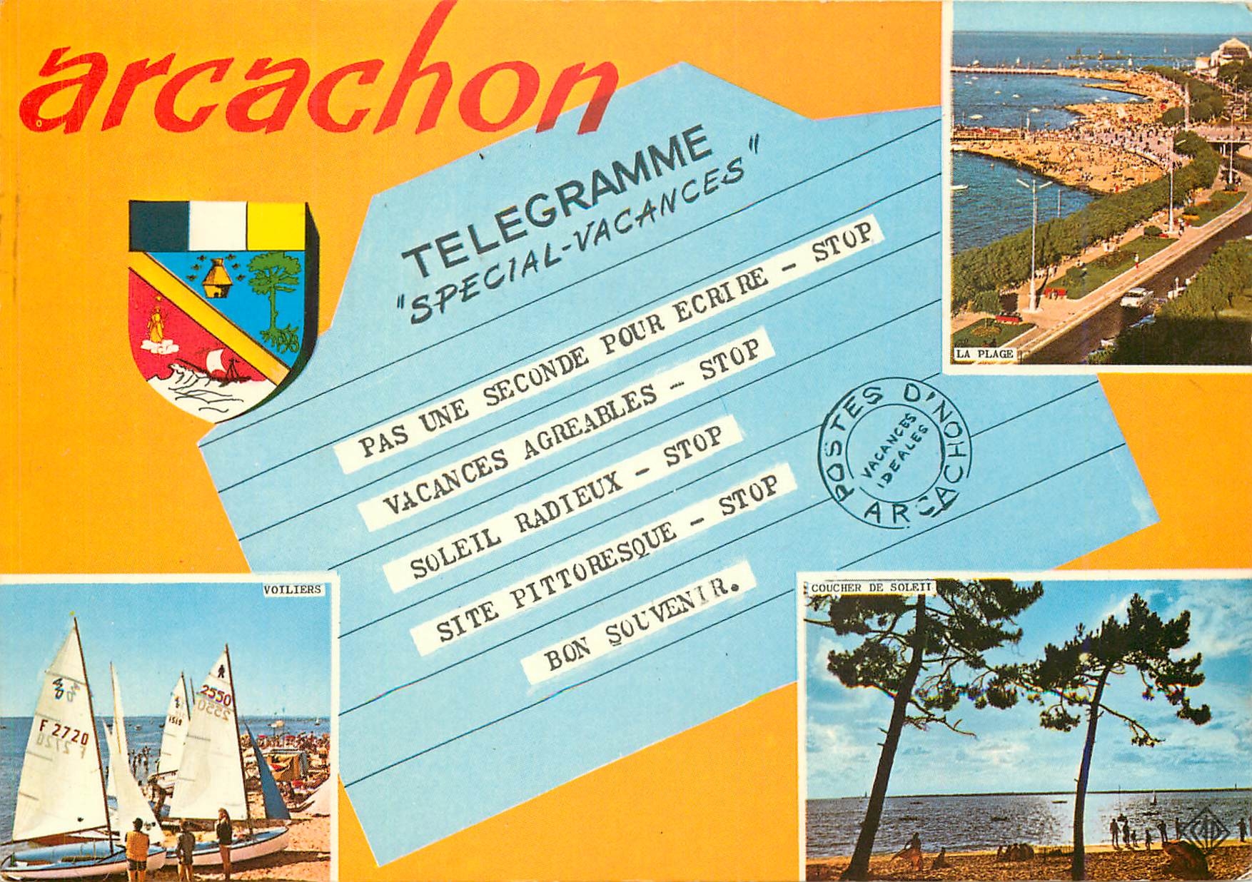 Arcachon — Telegramme-Vacances — Éditeur : Postes d'Arcachon