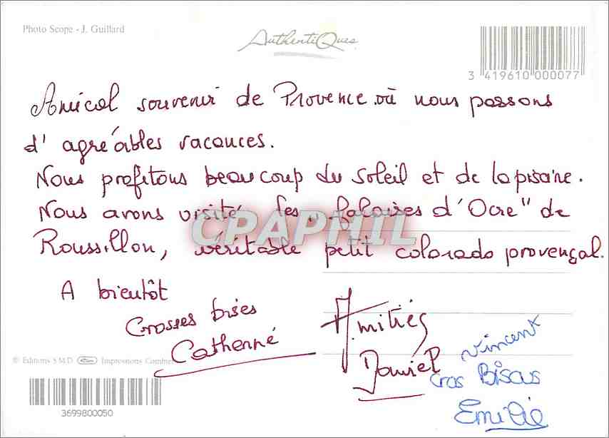 CPM Authentiques  — Verso