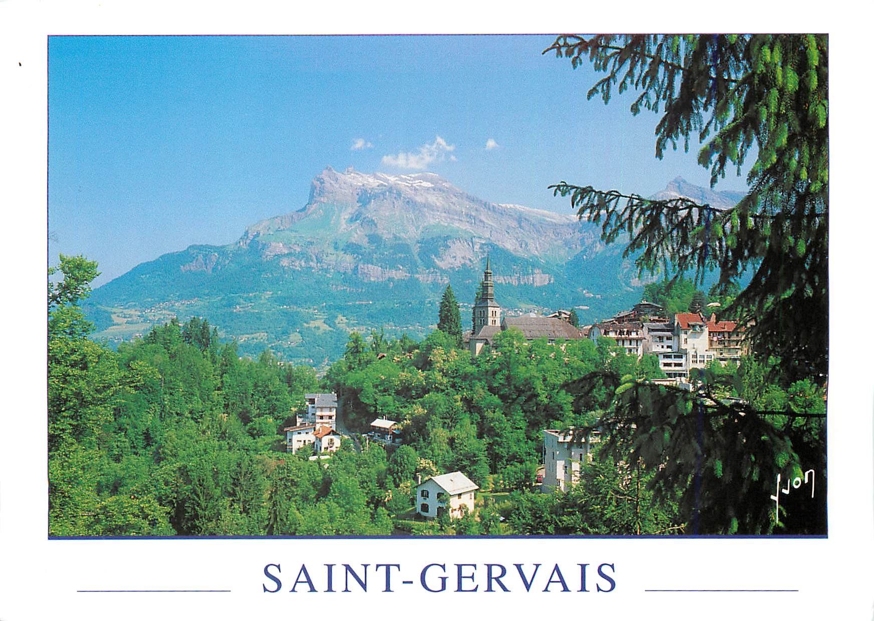Saint-Gervais — vue panoramique avec montagne enneigée — Éditions de Vers 10 74 0924
