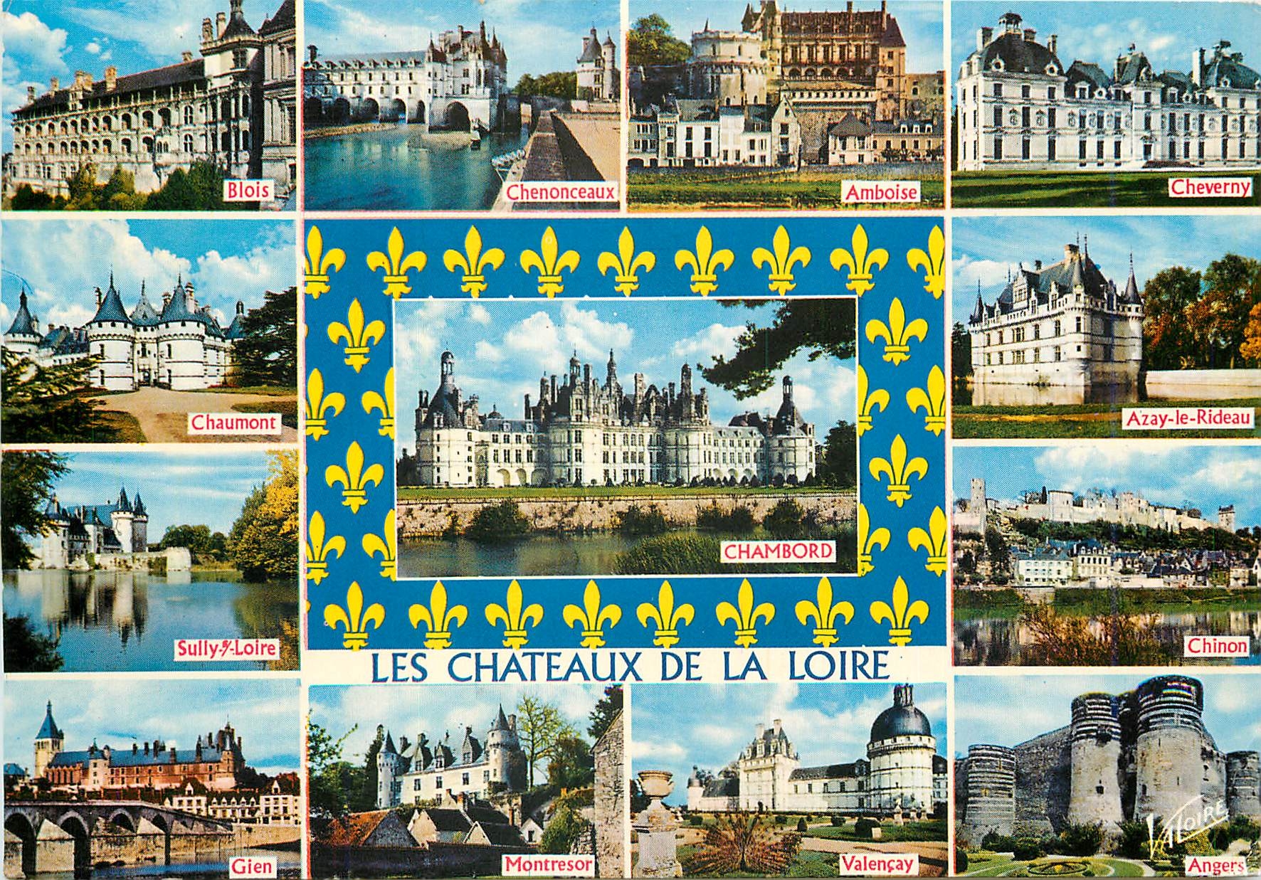 CPM Les Chateaux de la Loire Blois Chenonceaux Amboise Cheverny Chaumont Sully Gien