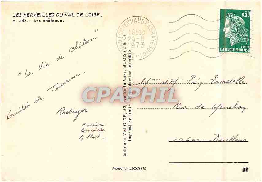 CPM Les Chateaux de la Loire Blois Chenonceaux Amboise Cheverny Chaumont Sully Gien — Back