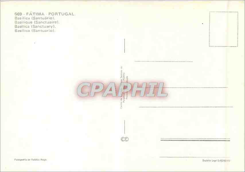 CPM Fatima Portugal Basilique Sanctuaire  — Rückseite