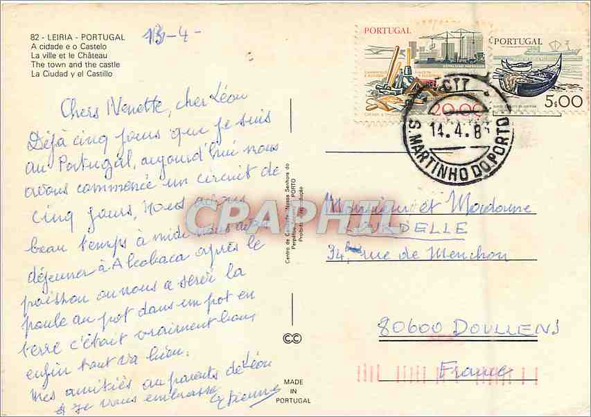 CPM Leiria Portugal La Ville et le Chateau  — Rückseite