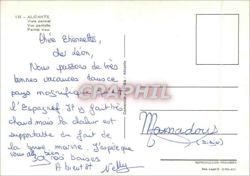 CPM Alicante Vue partielle  — Verso