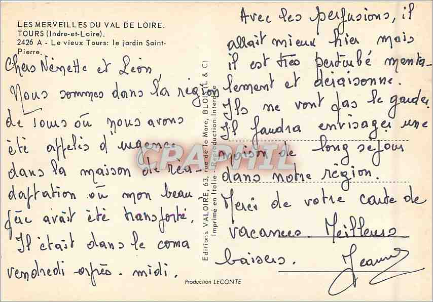 CPM Les Merveilles du Val de Loire Tours Indre et Loire Le Vieux Tours  — Rückseite