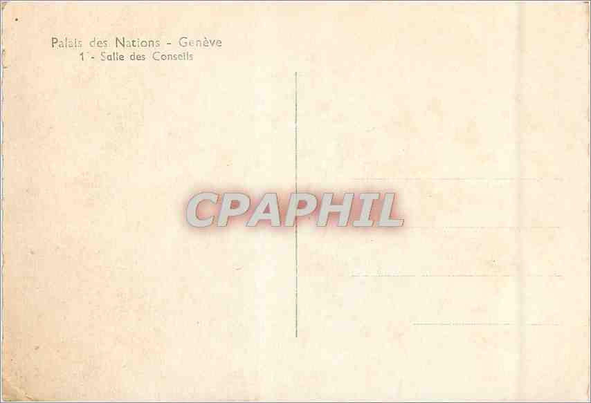 CPM Palais des Nations Geneve Salle des Consells  — Verso