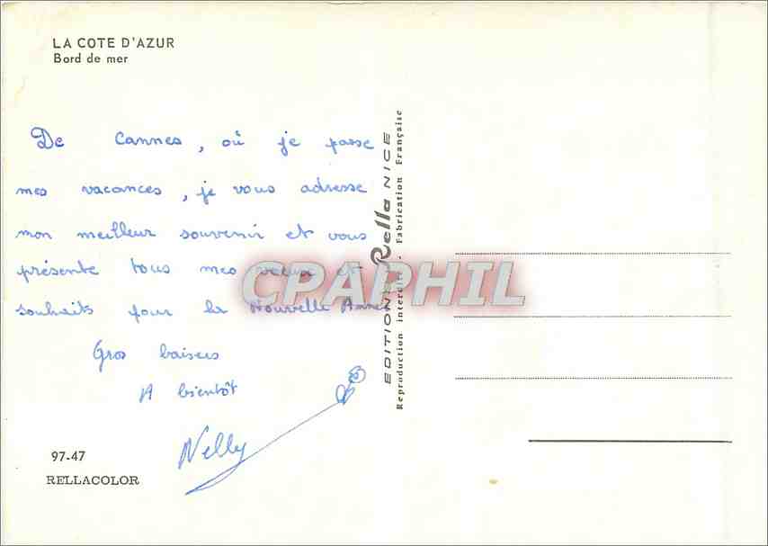CPM La Cote d'Azur Bord de mer  — Verso