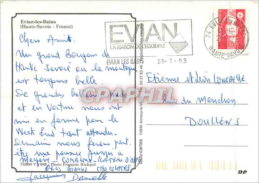 CPM Evian les Bains  — Verso