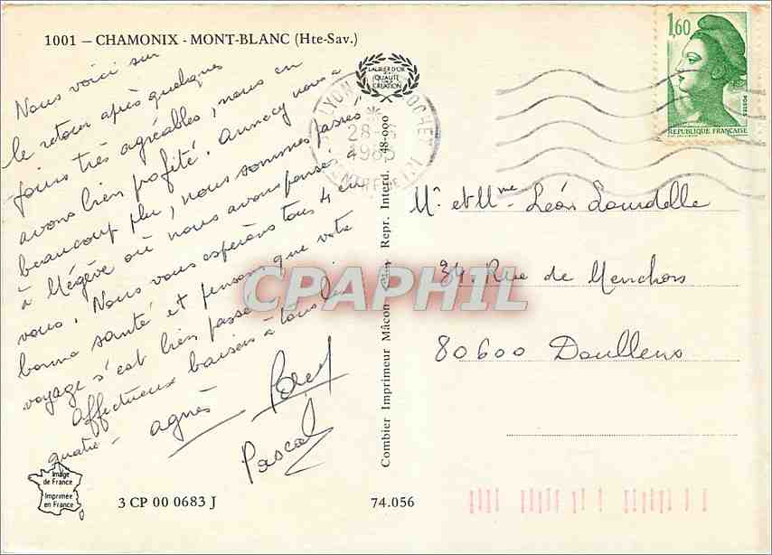 CPM Chamonix Mont Blanc Hte Sav  — Verso
