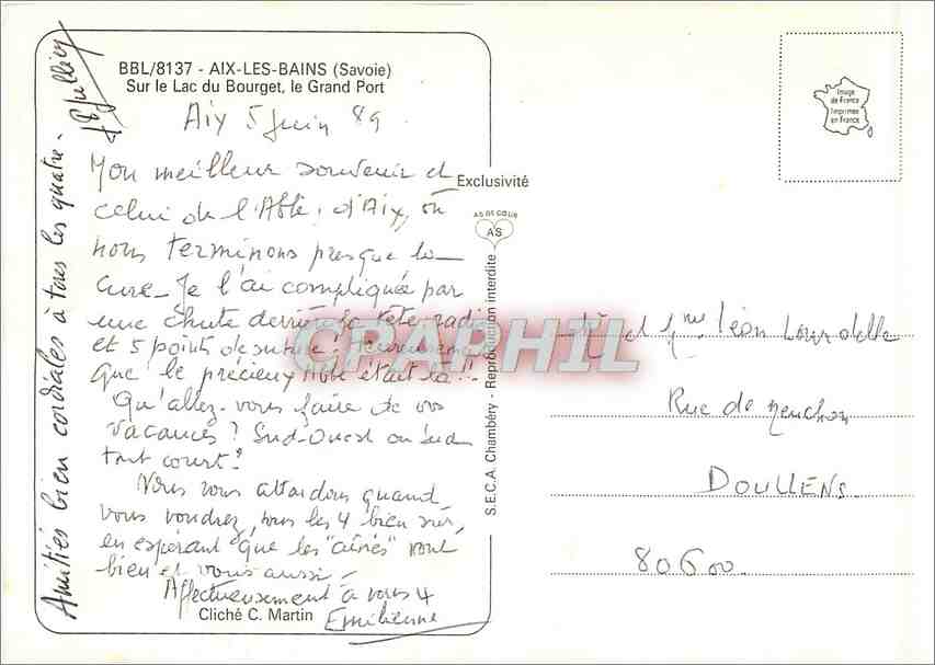 CPM Aix les Bains et son Lac  — Rückseite