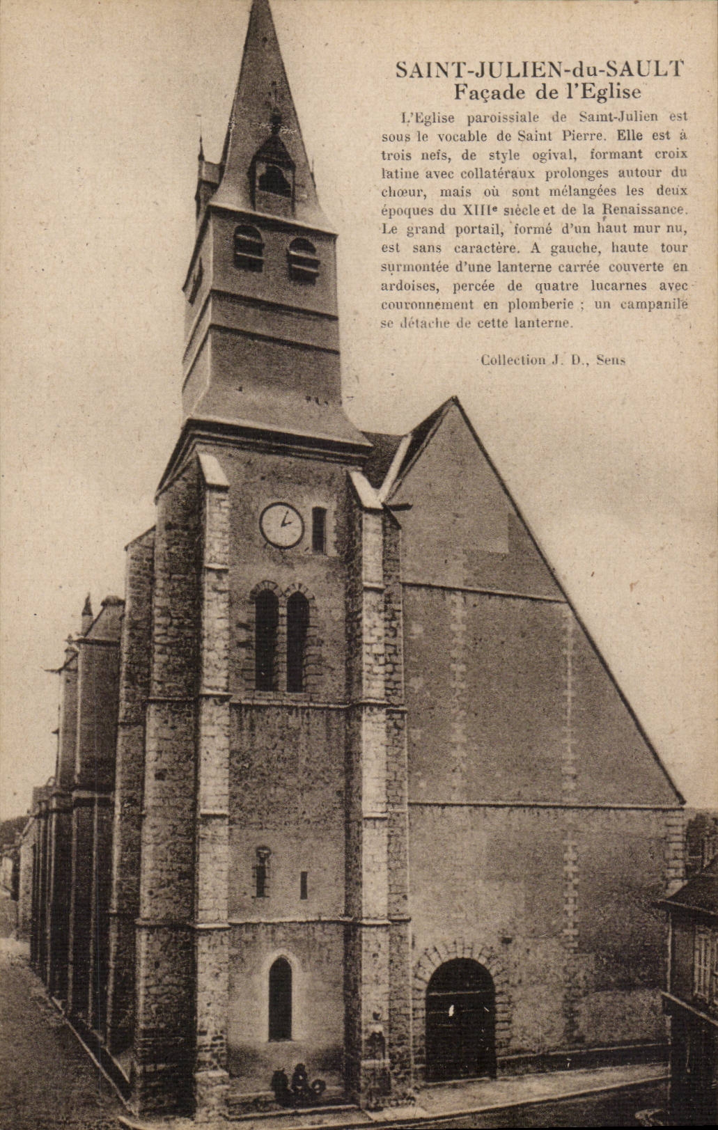 Saint Julien du Sault CPA Facade de l'eglise