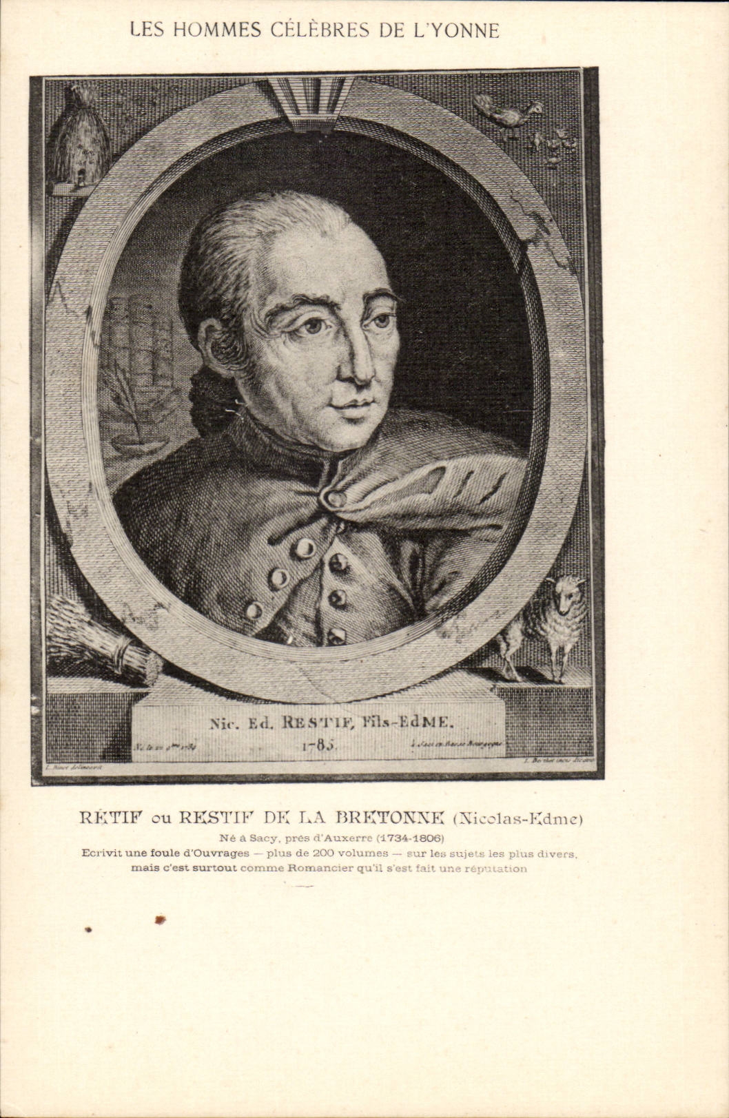 CPA Les hommes celebres de l'Yonne CPA Retif ou Restif de la Bretonne ne a Sazy pres Auxerre 1734 1806