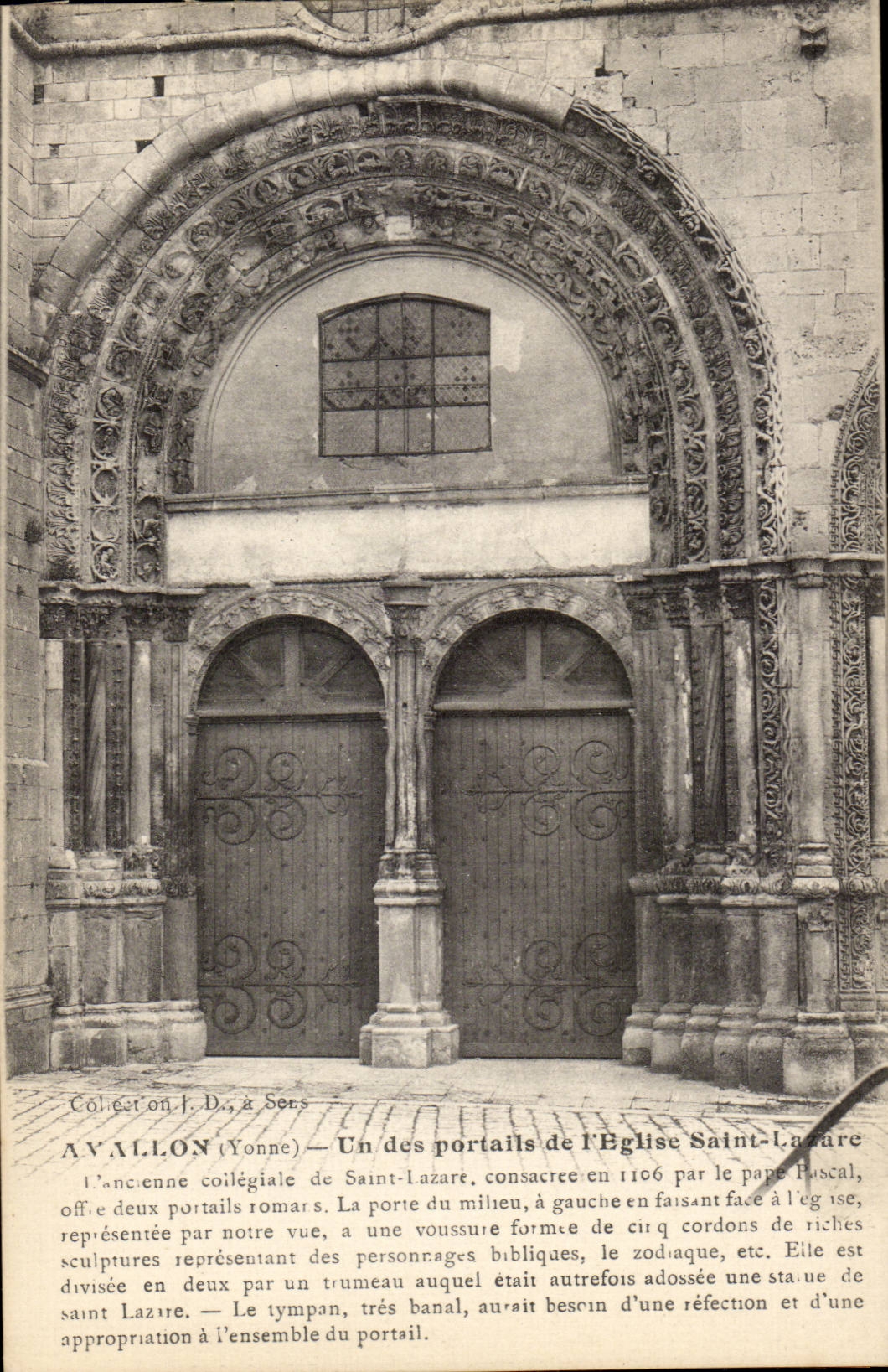 Avallon (Yonne) — Un des portails de l'Église Saint-Lazare — Collection J. D., à Sers