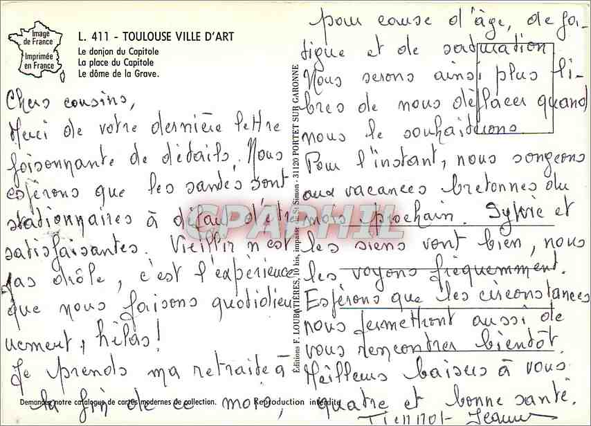 Toulouse — Ville d'art — Éditions F. Louvrières — Verso