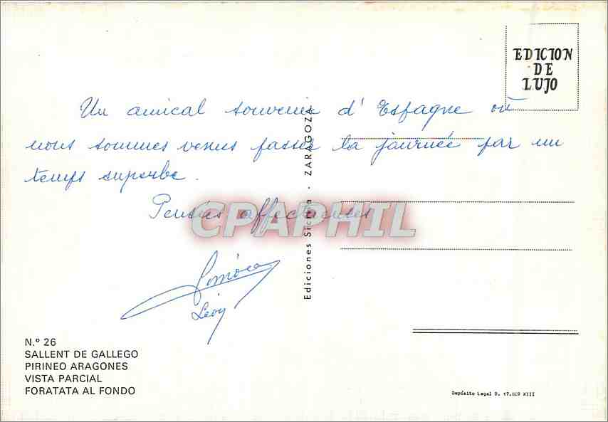 CPM Sallent de Gallego Pirineo aragones Vista Parcial — Rückseite