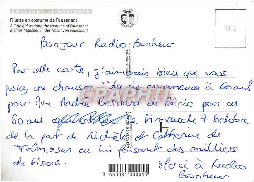 CPM Couleurs de Bretagne Grosses Bises de Bretagne — Rückseite