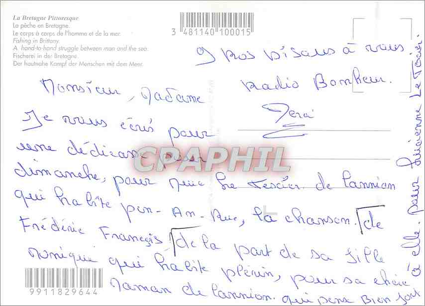 CPM Bretagne Pittoresque la Peche en Bretagne le corps a corps de l'homme et de la mer — Back