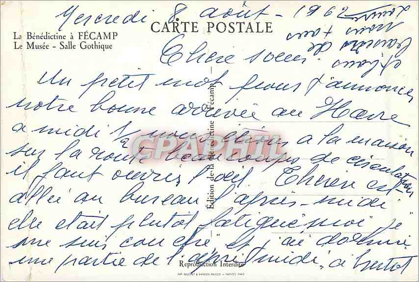 CPM La Benedictine a Fecamp Le Musee Salle Gothique — Rückseite